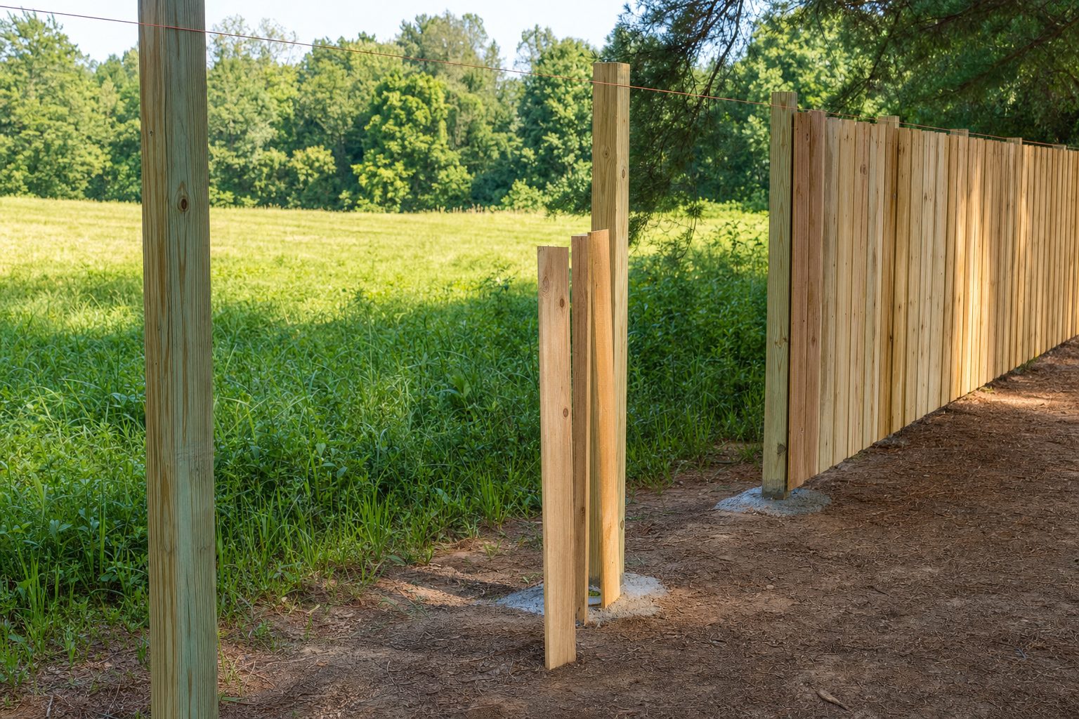 Board on board privacy fence installation