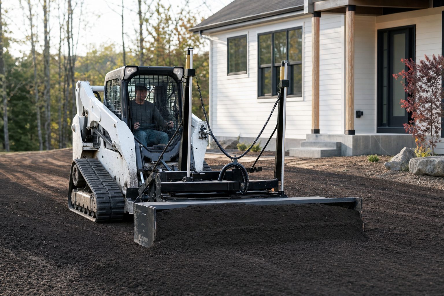 Finish grading a residential yard