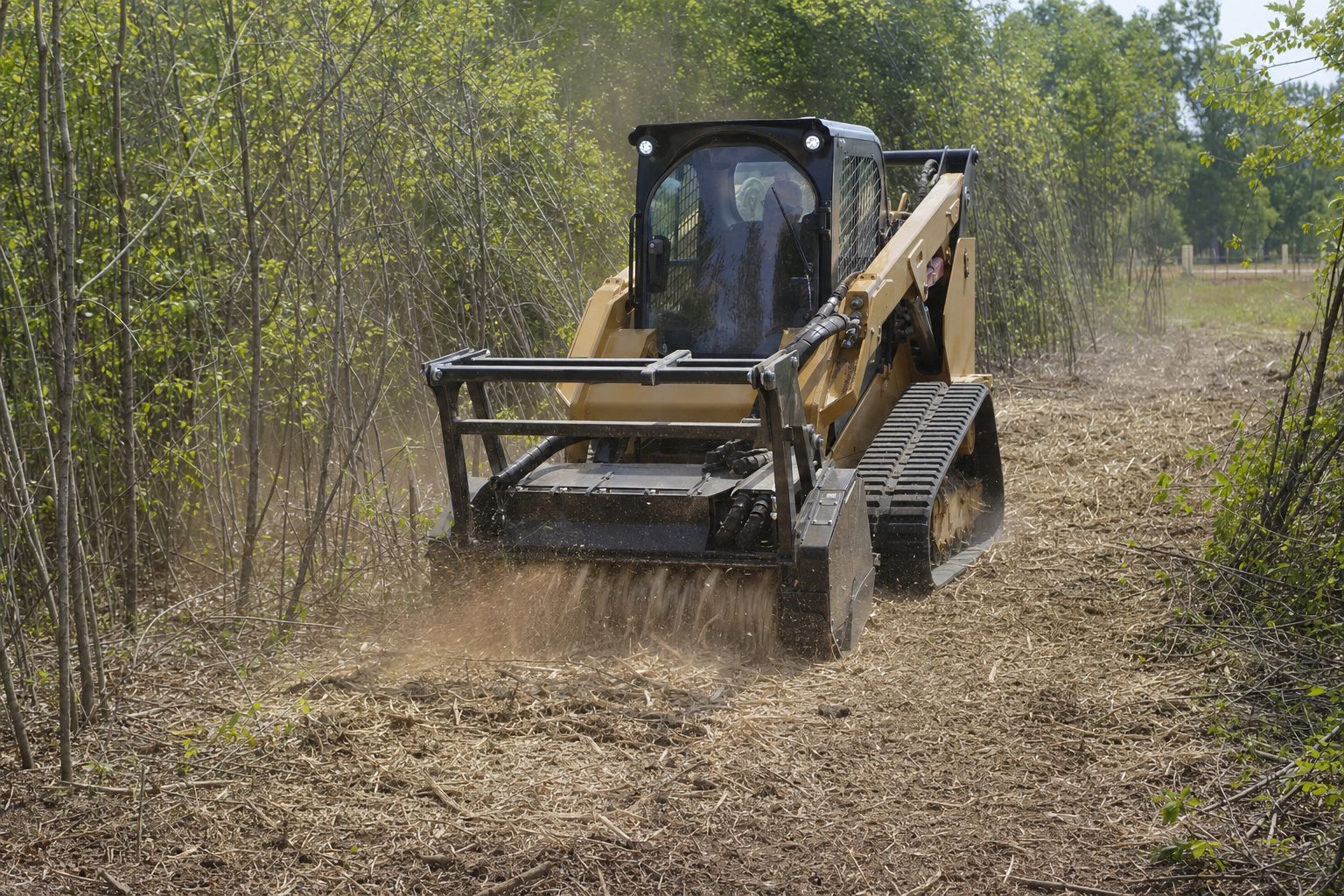 Forestry mulching a wooded tract