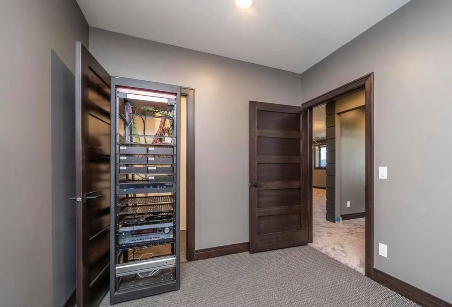 Structured wiring and network rack built into a dedicated utility closet